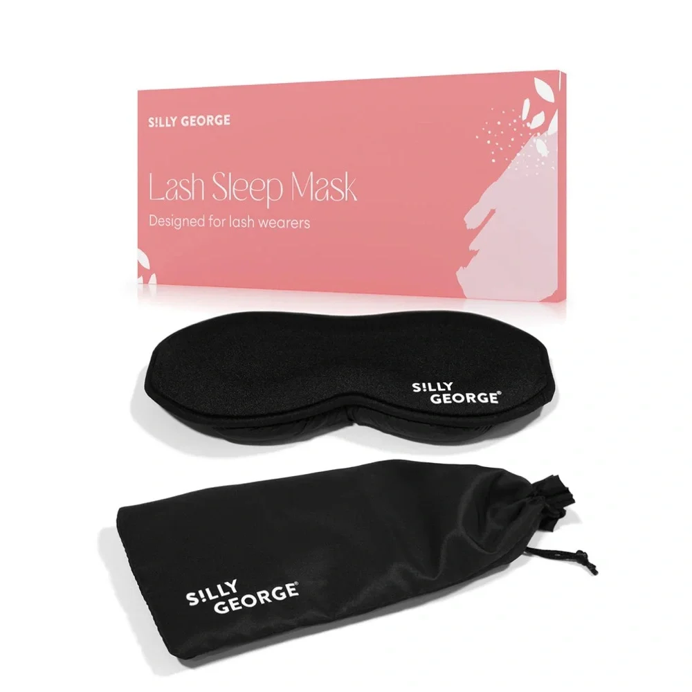 SILLY GEORGE Black Sleep Mask, protects lashes, new